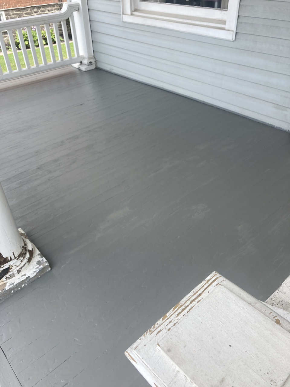 painted gray front porch